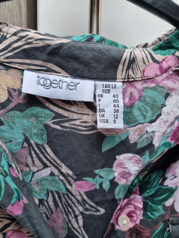 Robe chemise col en V à fleur 🌸 Together taille 40 - photo numéro 3