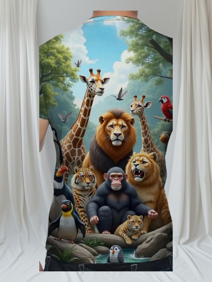 Tshort Safari avec motif animaux de la savane - photo numéro 4