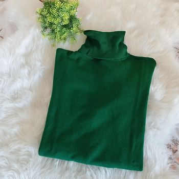 Pull col roulé vert