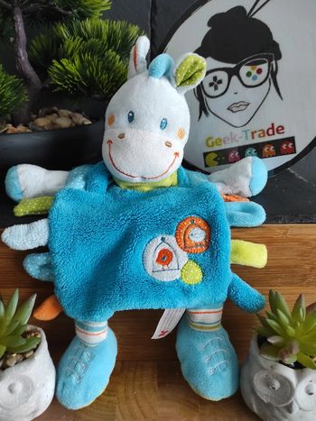 Doudou Knuffel Comforter Cheval Âne Bleu Oiseau Nicotoy #geektradedoudou