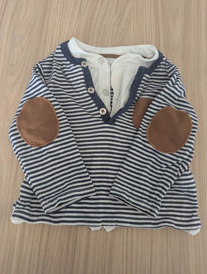 T-shirt ML rayé 12 mois Okaïdi