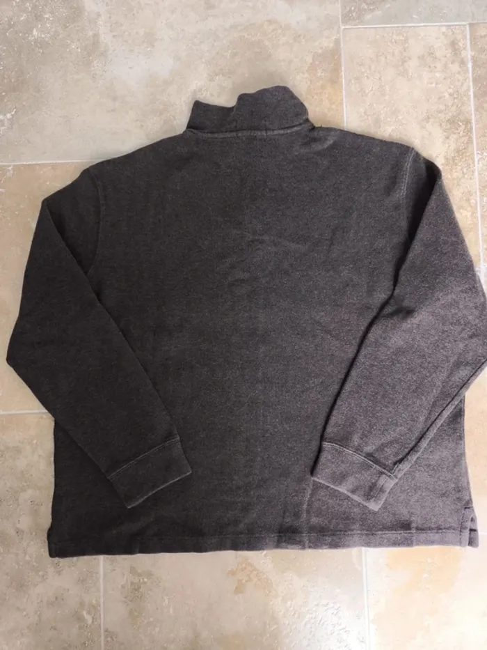 Pull quart zip camionneur Ralph Lauren marron logo blanc XL - photo numéro 9