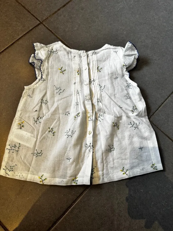 T shirt sans manches avec boutonnière dans le dos - Cyrillus - Fleurs - Blanc - 6 ans - photo numéro 3