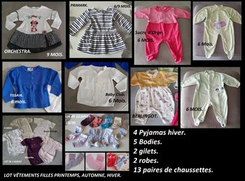 LOT vêtements filles automne, hiver, T: 6 - 9 mois