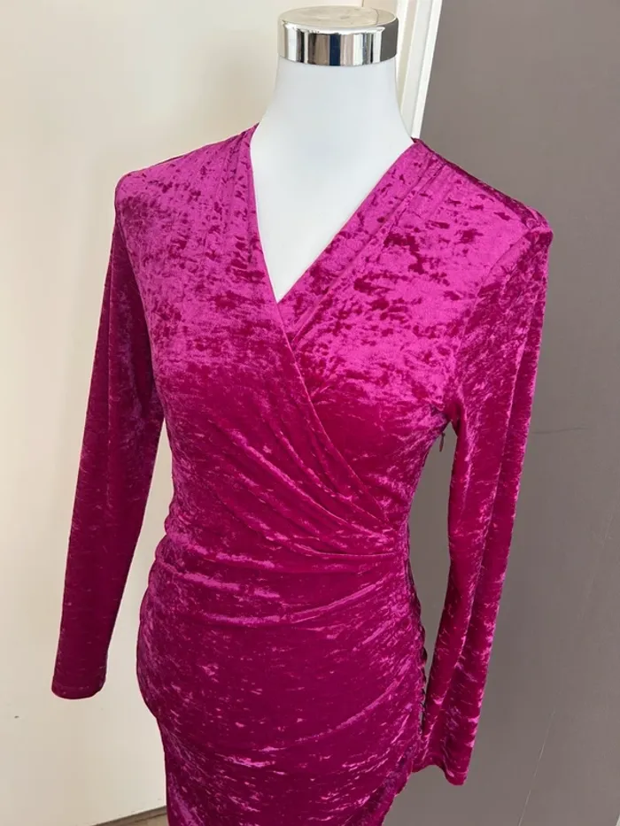 Maje robe en velours rose, femme, taille 40 - photo numéro 5