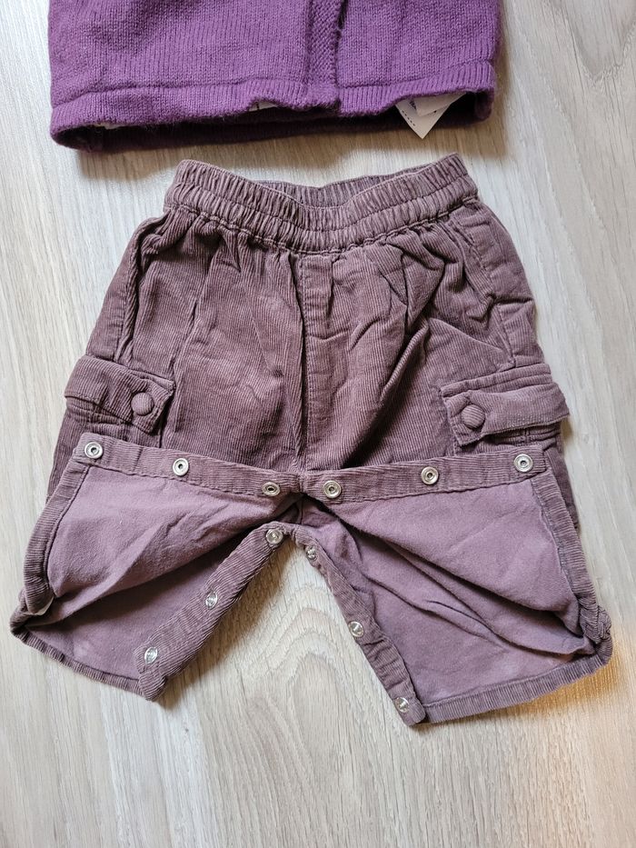 Gilet avec capuche + pantalon velours 1 mois 53 cm Obaibi - photo numéro 4