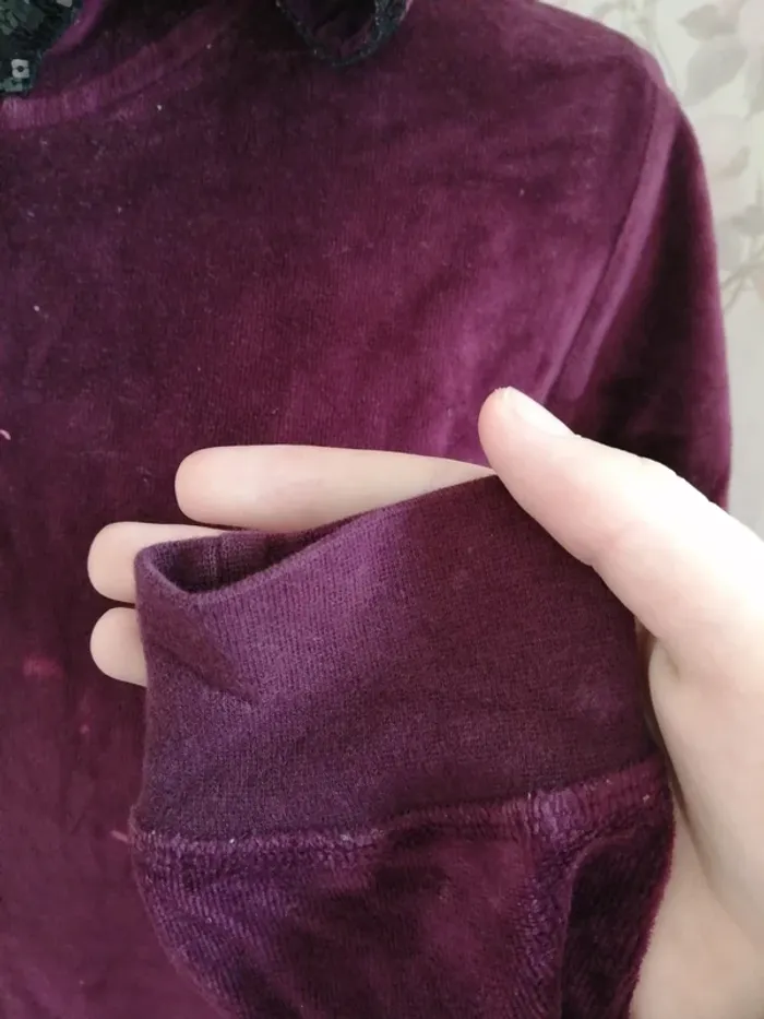 Veste à capuche bordeaux en velours avec poches et sequins / esmara / (M) - photo numéro 6