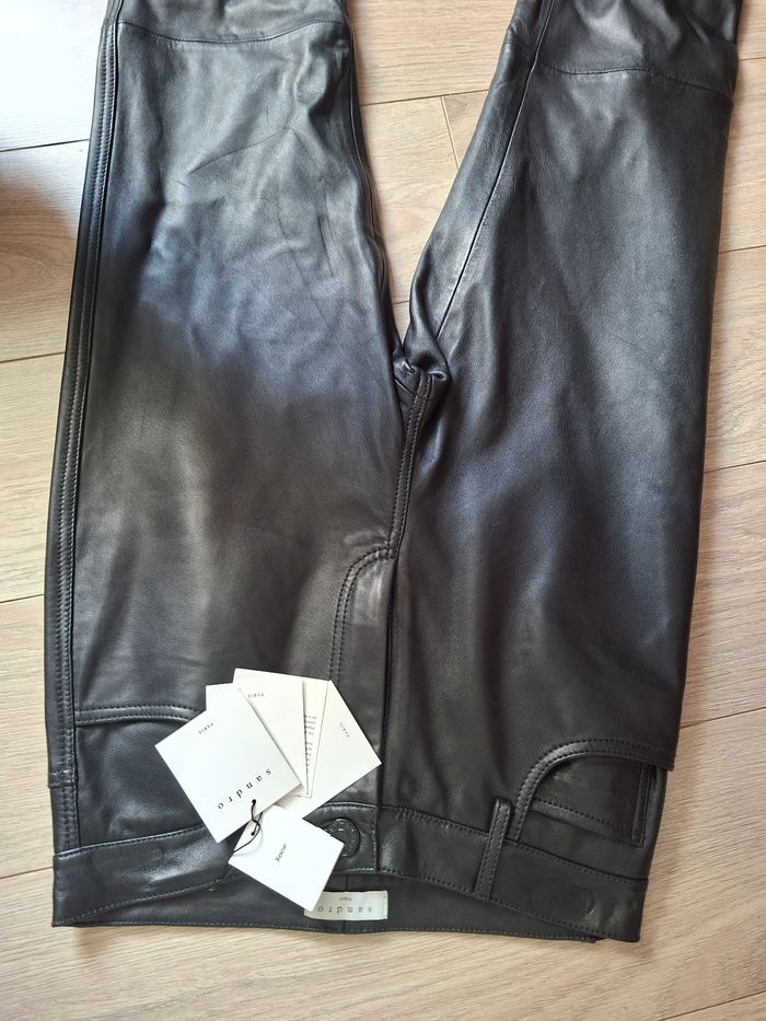 Pantalon cuir Agneau SANDRO noir neuf 36 plus 34 - photo numéro 5