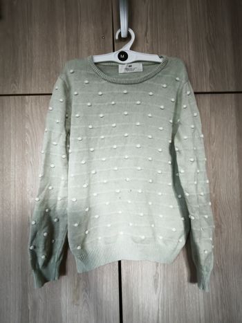 Pull pompon vert d'eau 7 a 8 ans H&M