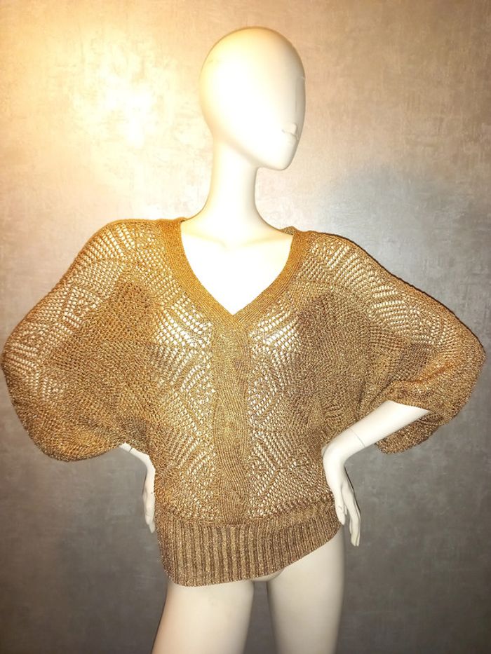 pull en maille dorée paillette brillant morgan de toi taille 36/38