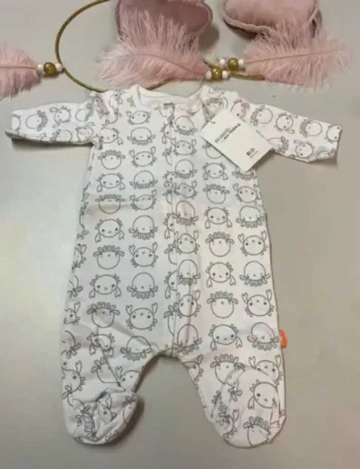Grenouillère zippée bébé (neuf) - Taille 0 mois