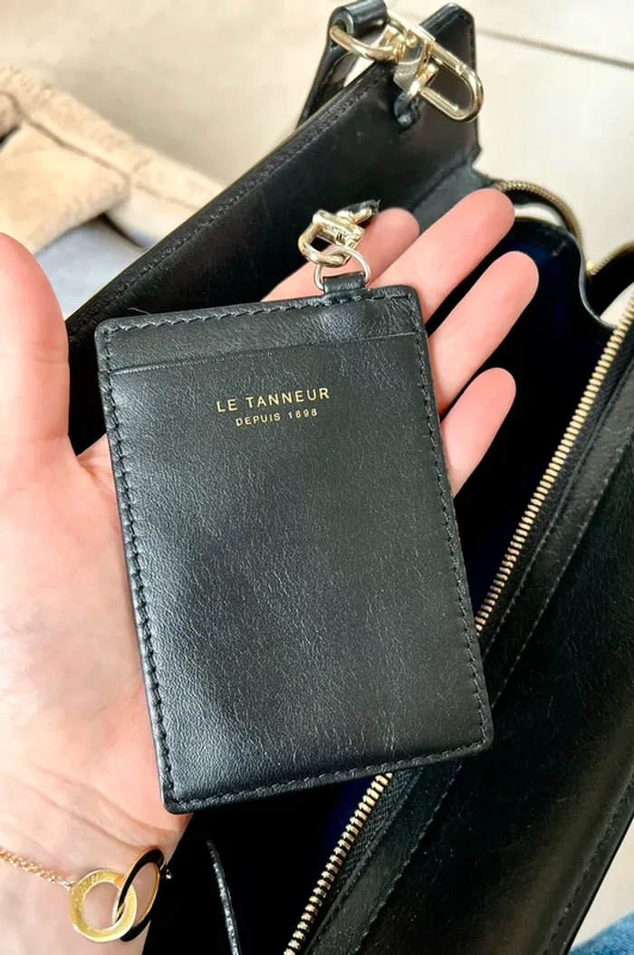 Sac à main noir, en cuir, avec porte carte, Le Tanneur - photo numéro 7