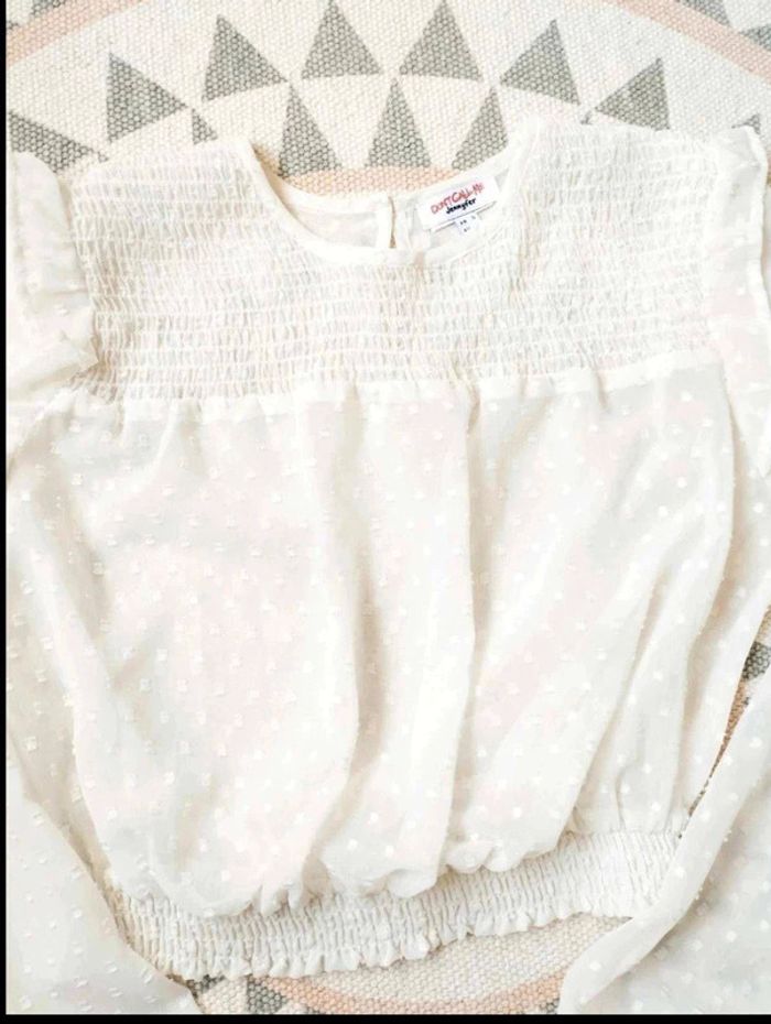 Blouse  courte  écrue  pois et  smock  -  Jennyfer  -  S  -  Parfait  état - photo numéro 4