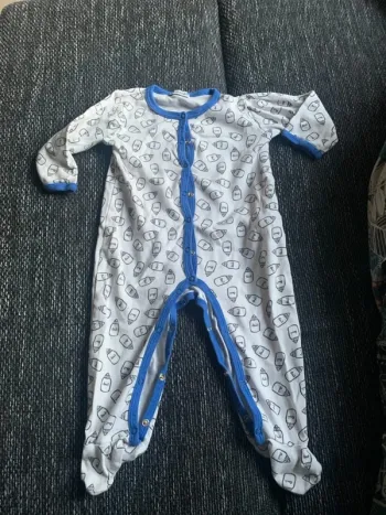 Pyjama Miniman 12mois - Blanc et bleu Lait