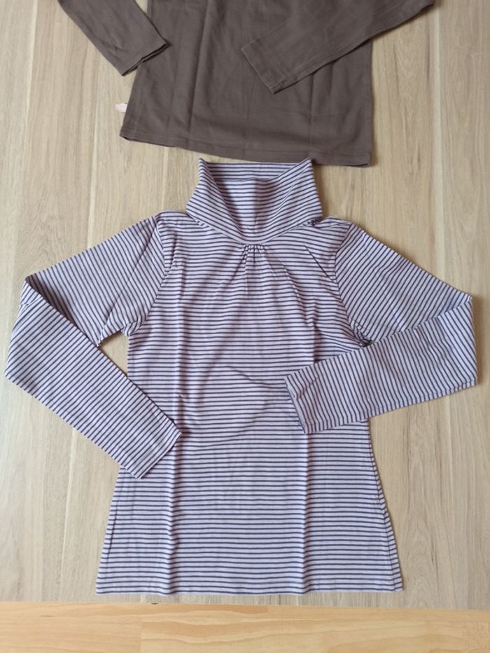 Deux cols roulé en marron sergent major 12 ans et un rayé Lisa rose 12 ans - photo numéro 7