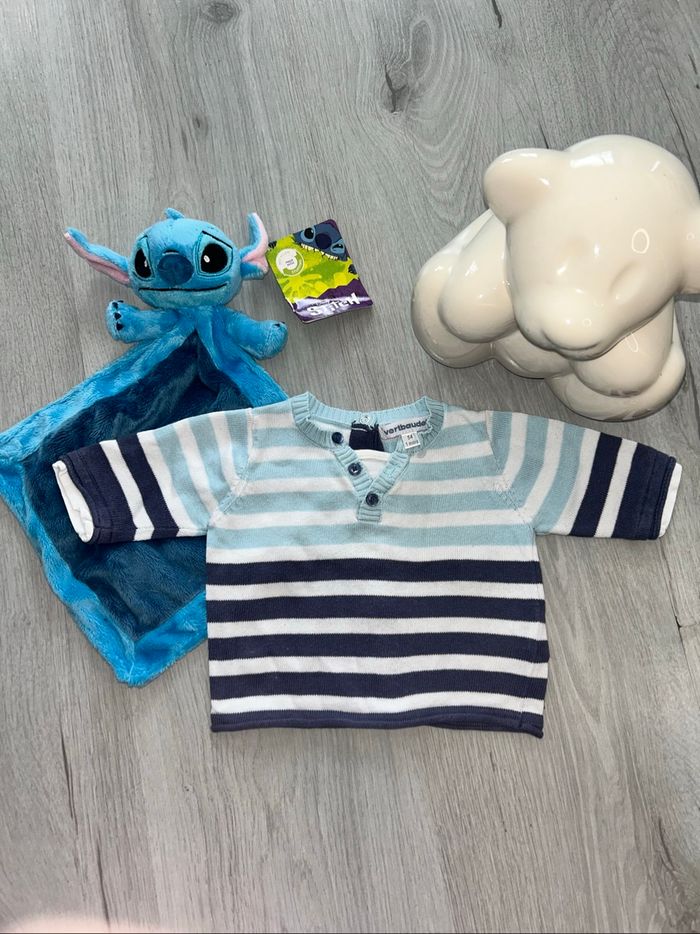 Pull rayé bleu 1mois