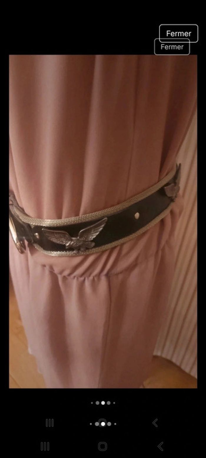 Ceinture en métal/cuir/aigles ajustable 80/90cm - photo numéro 6