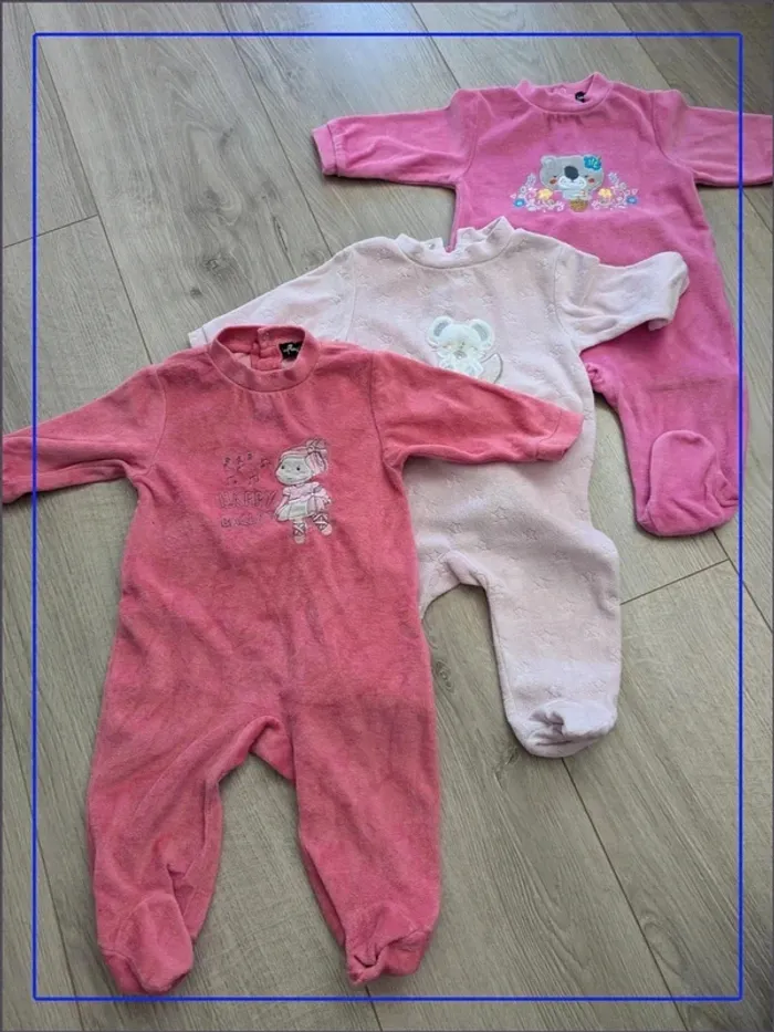 Lot de 3 pyjamas velours