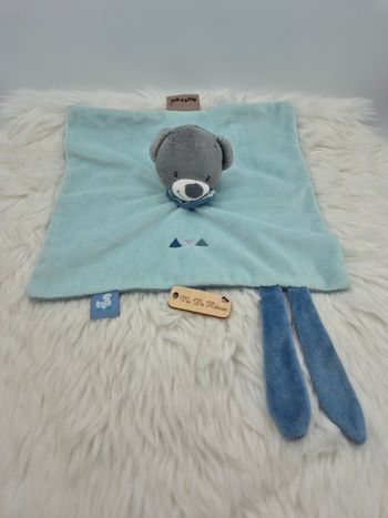 Doudou plat Ours Jack Jules et Nestor Nattou bleu