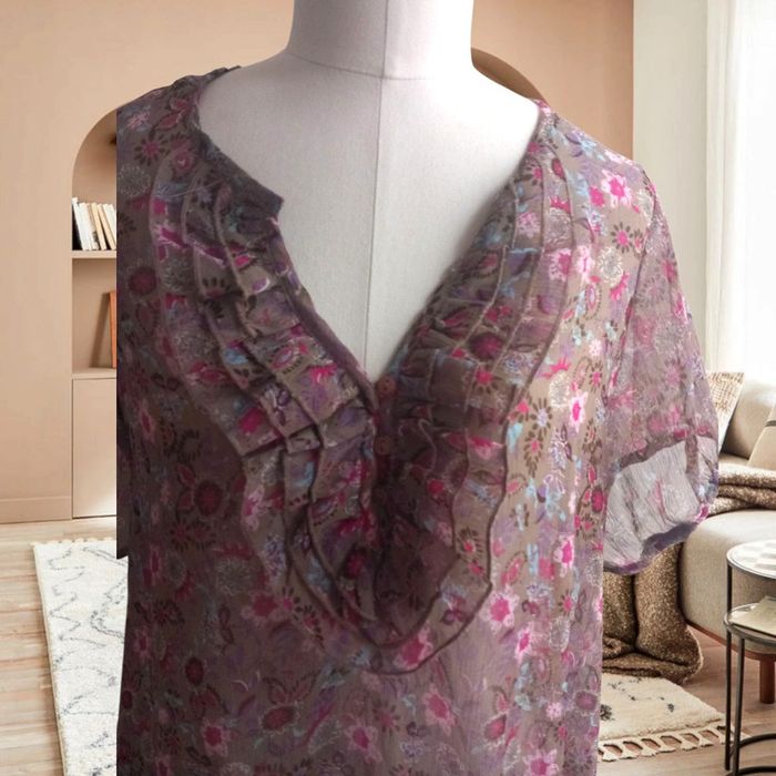 Blouse légère transparente fleurie – Blancheporte – Taille L - photo numéro 2