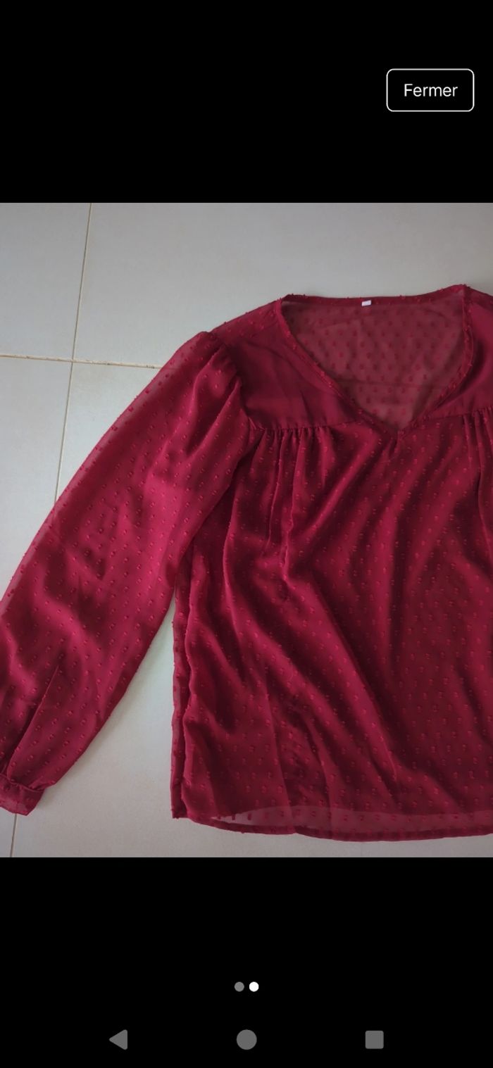 Blouse rouge bordeaux taille 42 - photo numéro 2