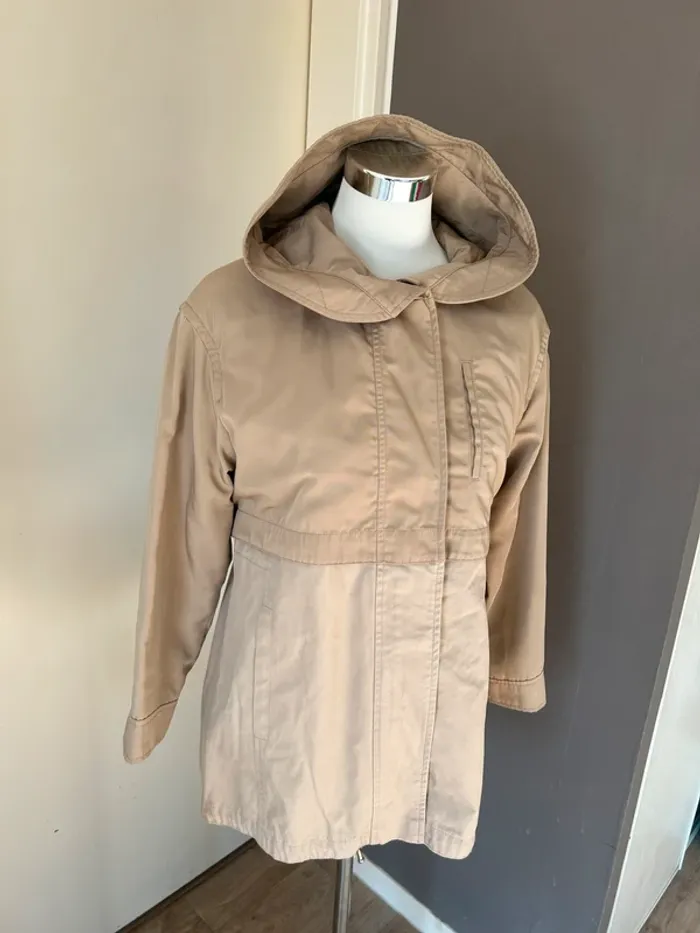 veste parka trench-coat imperméable mi longue Modèle trio, beige femme, taille 1/36 - photo numéro 11