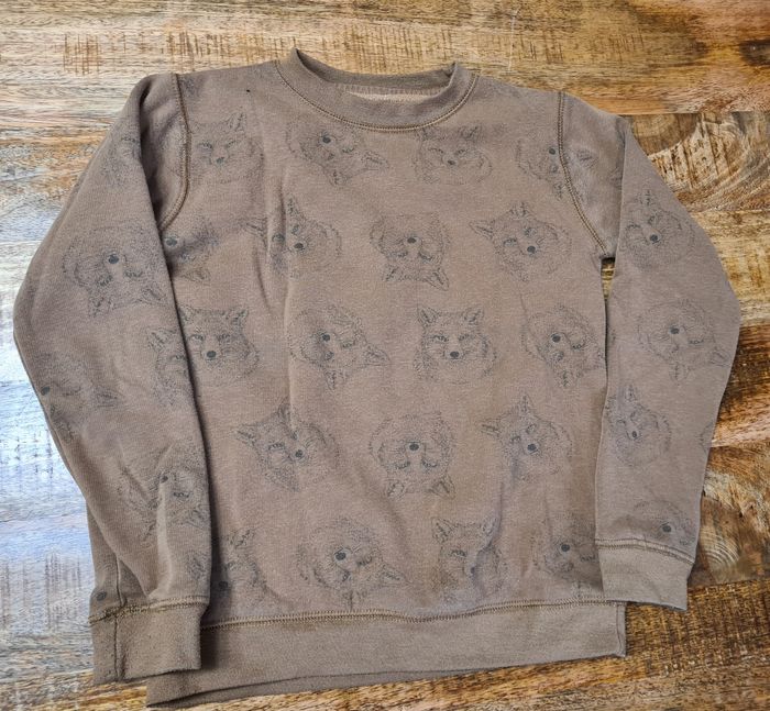 Pull marron motif loup 12 ans 152cm - photo numéro 3