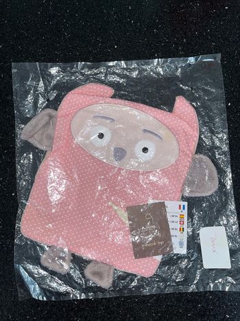 Doudou hibou framboise