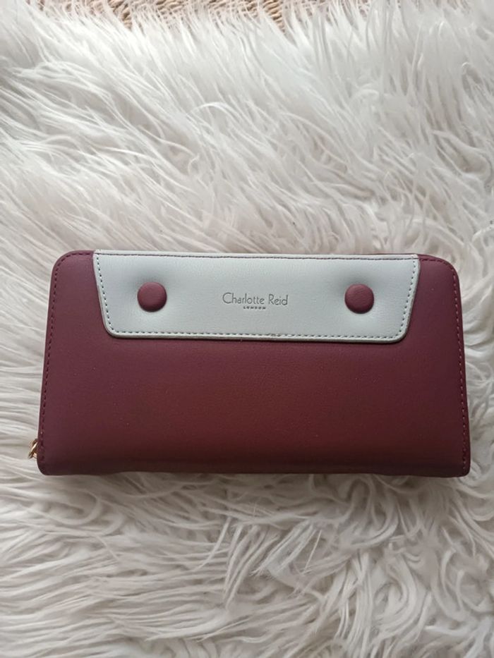 Portefeuille couleur prune et gris Charlotte Reid London Neuf