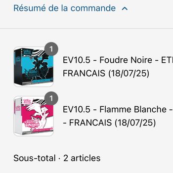 Précommande - ETB Pokémon EV10.5 Foudre Noire et Flamme Blanche