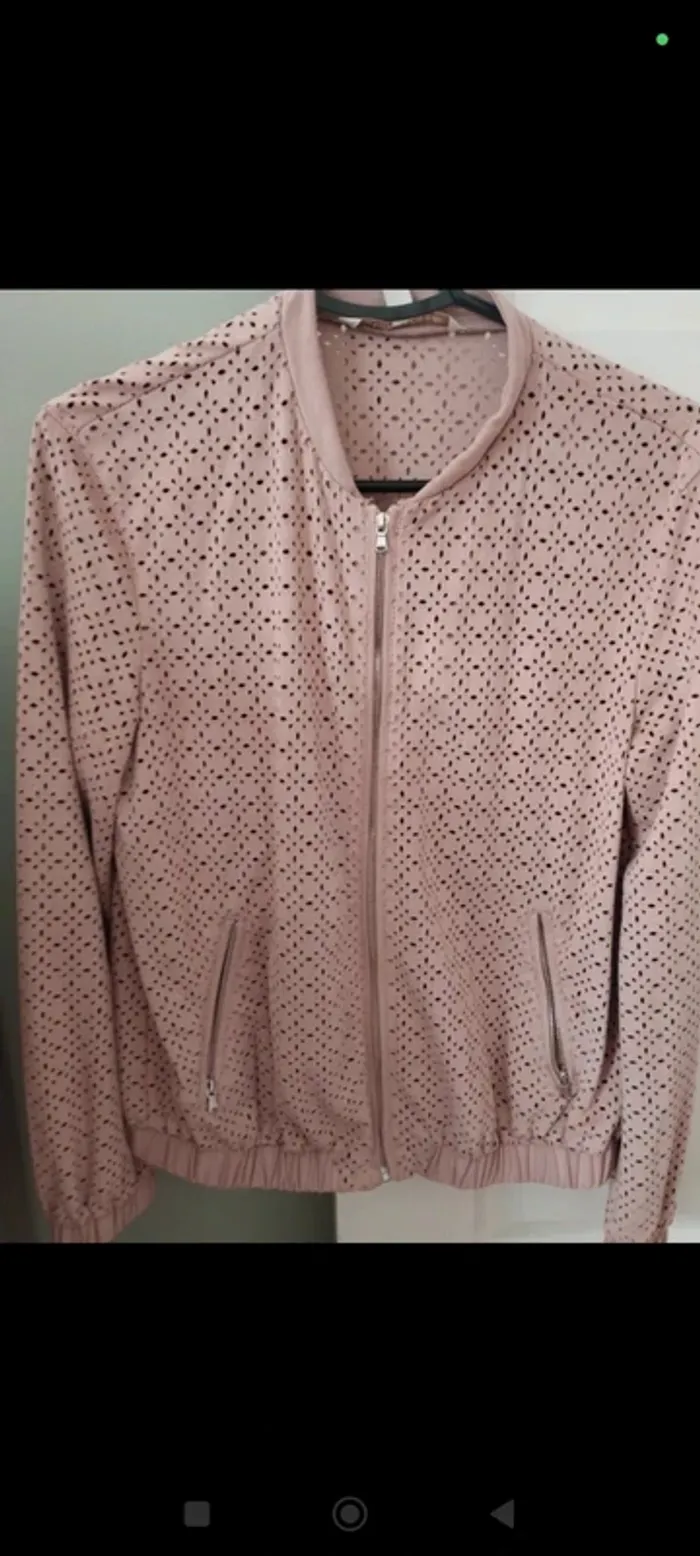 Veste en suédine rose ajourée Zara S - photo numéro 4