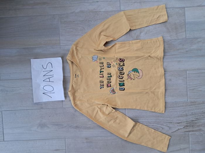 Lot de 2 t-shirts jaune à manches longues fille 10 ans - photo numéro 5