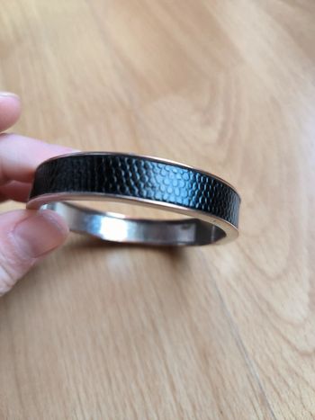 Bracelet argenté+ cuir