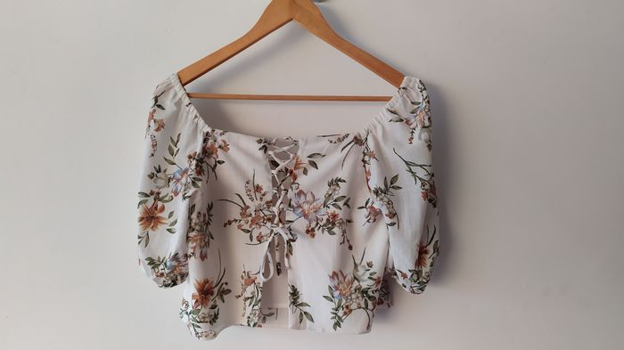 Blouse fleurie/crop top Kookaï T38 en viscose - photo numéro 2