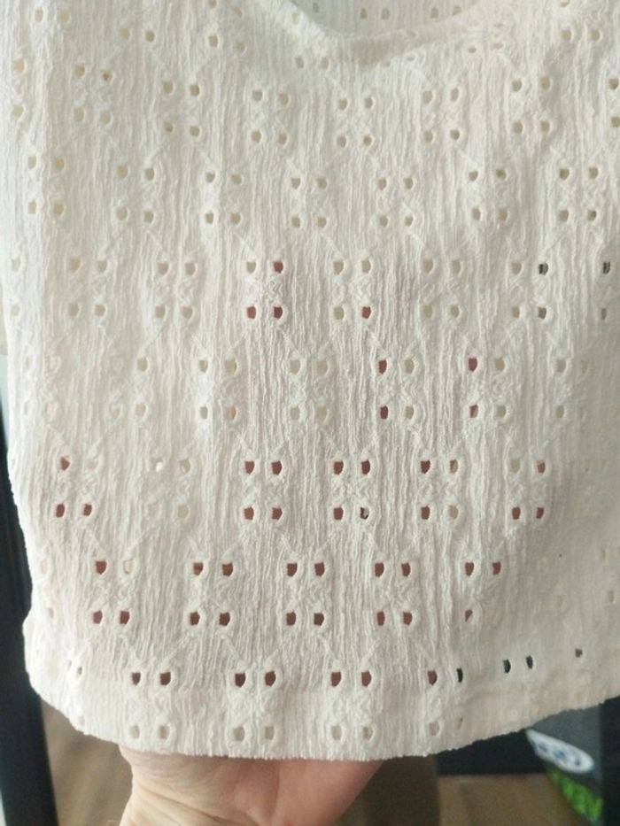Top court écru broderie anglaise H&M taille XS neuf - photo numéro 3
