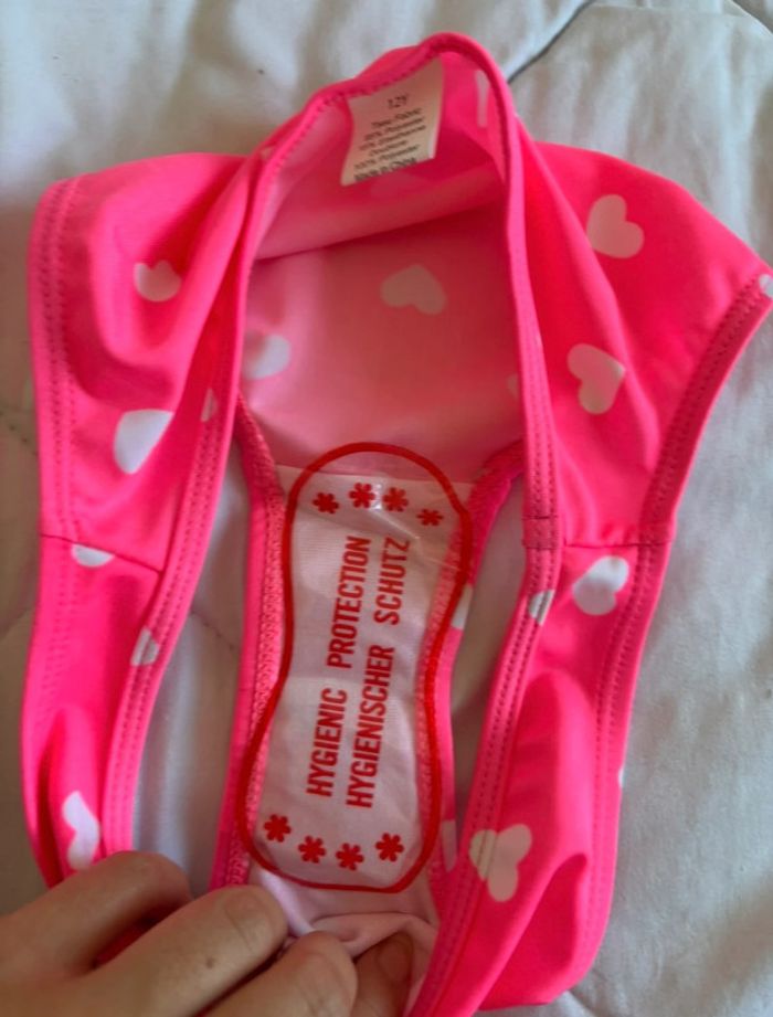 Bas de maillot de bain fille ados rose à motif cœur blanc taille 12 ans neuf - photo numéro 3