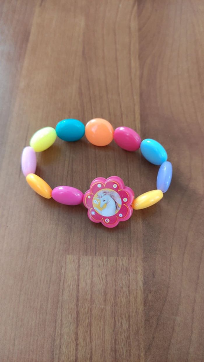 Lot 3 bracelets élastiques licorne multicolore - photo numéro 4