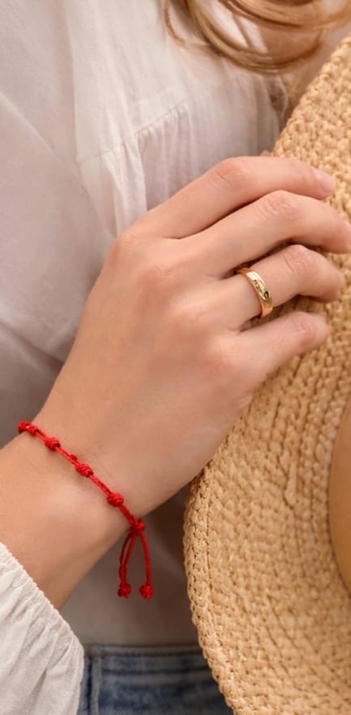 Bracelet porte-bonheur rouge à 7 nœuds - ajustable, neuf - photo numéro 6