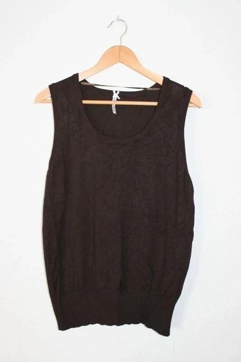 Pull chocolat sans manche col rond Straboski taille XL