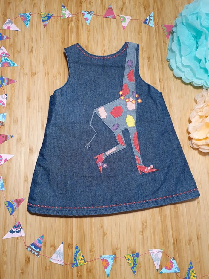 Robe en jean denim DPAM Du Pareil Au Même 6 mois 67 cm Brodé girafe 🦒 - photo numéro 6