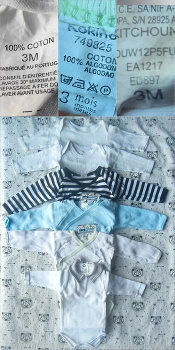 Lot de bodies ML fille taille 3 mois