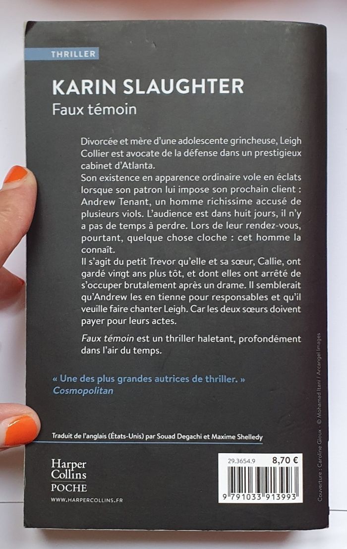 Roman Thriller psychologique et juridique, format poche "Faux témoin" / Éd. Harpercollins - photo numéro 2
