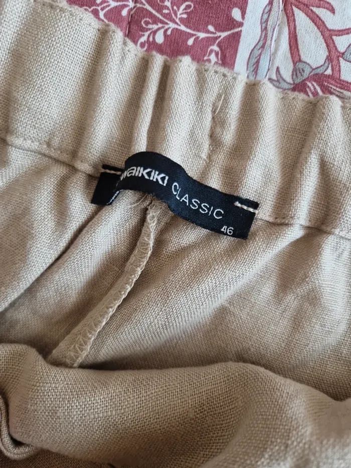 Jupe porte-feuille à nouer lin beige taille 46 très bon état - photo numéro 8