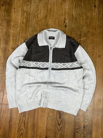 Pull maille vintage zip-up gris clair 2XL XXL