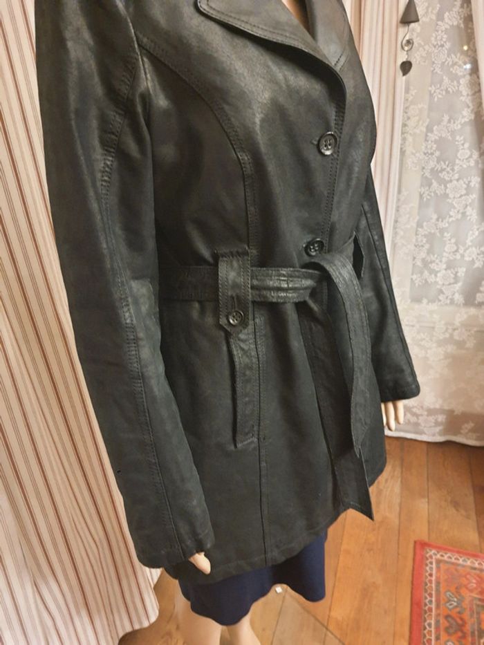 Veste longue cuir noir Authentic taille 40 - photo numéro 10