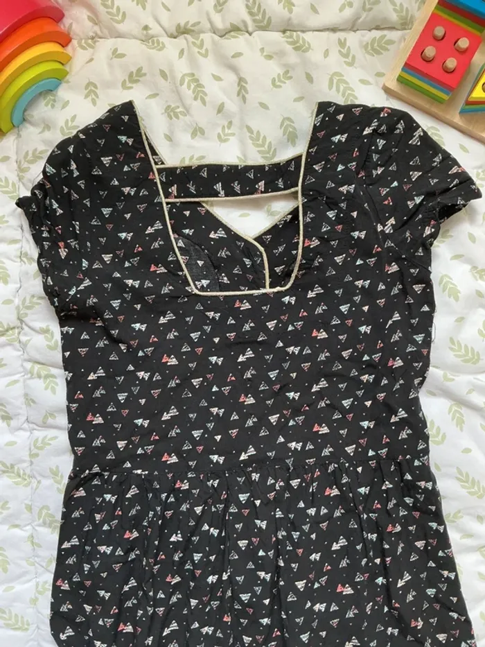 robe manches courtes noir à motifs rose la redoute 12 ans - photo numéro 5