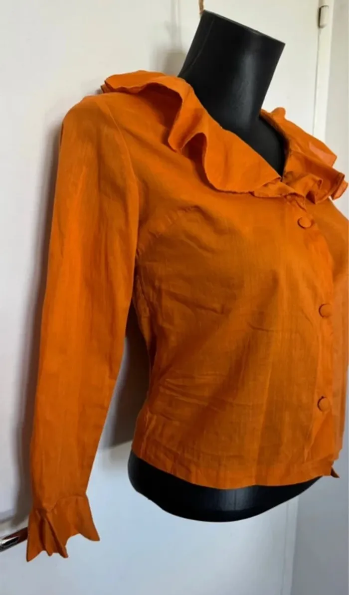 Chemise rétro vintage orange 38 - photo numéro 2