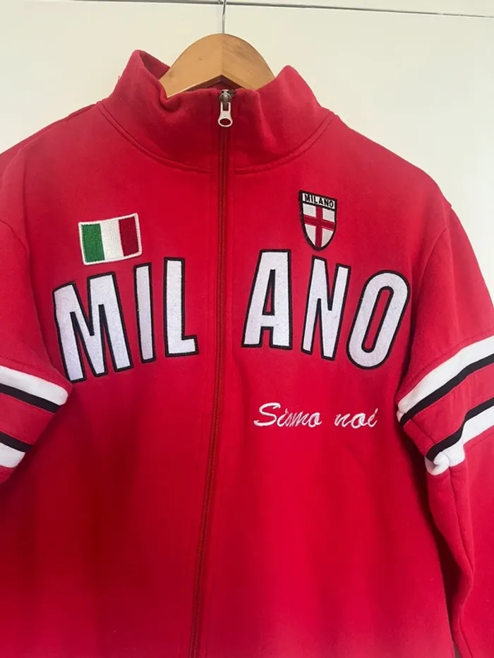 Veste vintage rouge vif Milano – Broderies & bandes – Taille S (90s/2000s) - photo numéro 3