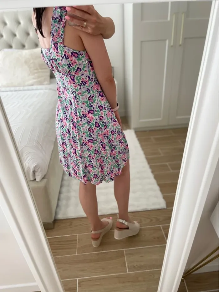 Robe fleuri rose/lila/ violet/ vert 36 neuf - photo numéro 3