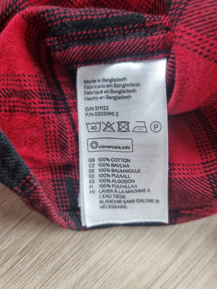 Chemise à carreaux rouge Homme H&M Taille M - photo numéro 3